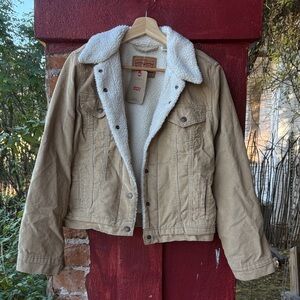 Levi's Beige Jacket with White Sherpa Lining